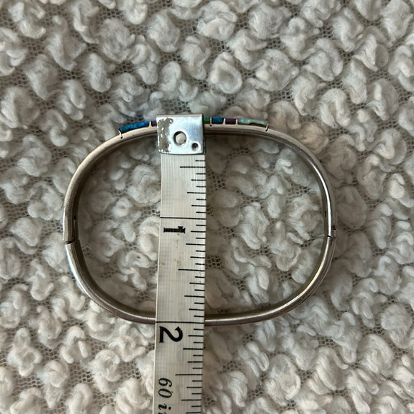 Vintage Mexico Silver Various Genuine Opals Bangle Bracelet - Picture 12 of 15